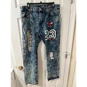Diamond Stash Men's Sz 32 Chicago Bulls American Flag Acid Washed Jean